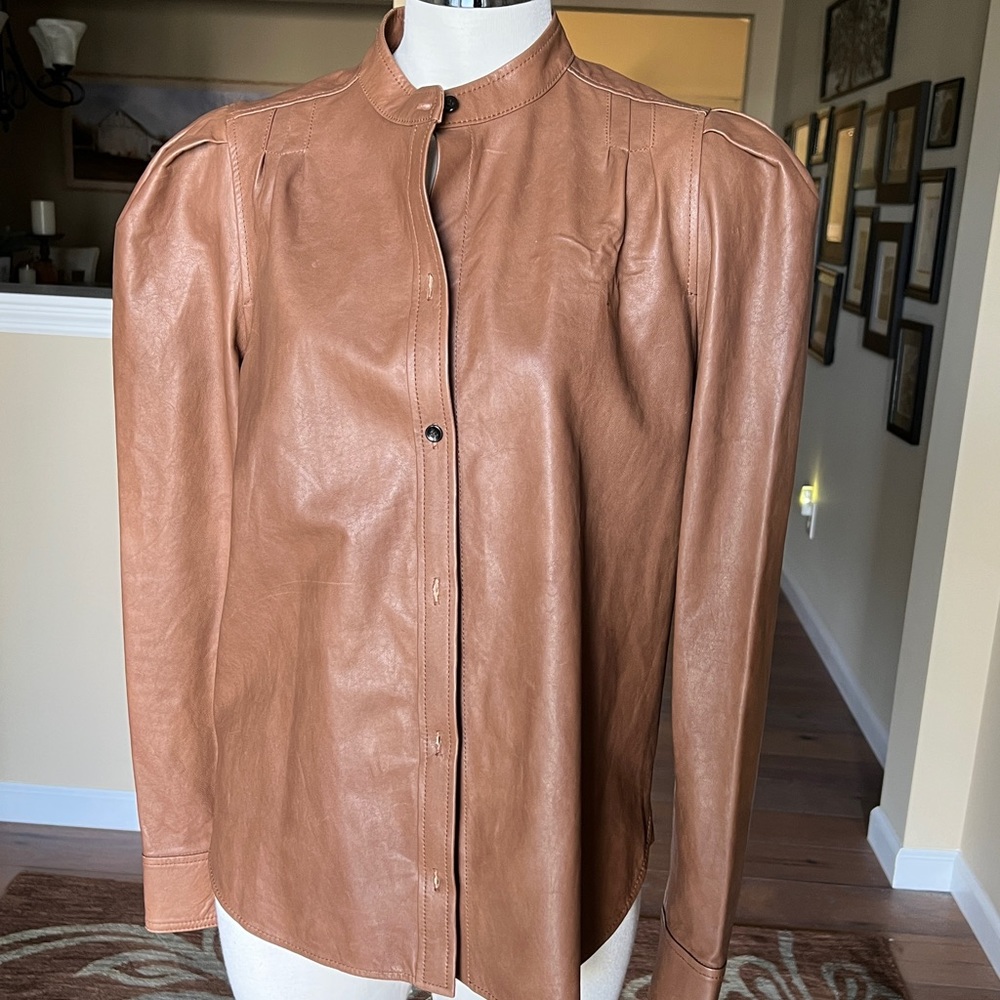 Frame Charlie Lambskin Shirt/Jacket - Size M - color Tawn